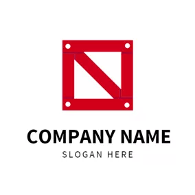 物流・運送　ロゴ Red Square and Container logo design