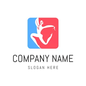 Flexible Logo Red Square and Dancing Girl logo design