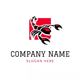 蝎子Logo Red Square and Scorpion logo design