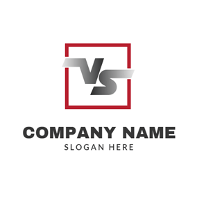 Red Square Letter V and S logo design