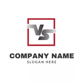 Vs Logo Red Square Letter V and S logo design