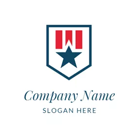 Rectangle Logo Red Stripe and Blue Star logo design