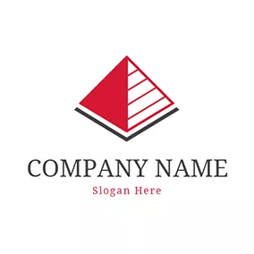 Stripe Logo Red Stripe and Triangle Pyramid logo design
