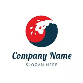 AQUAロゴ Red Sun and White Wave logo design