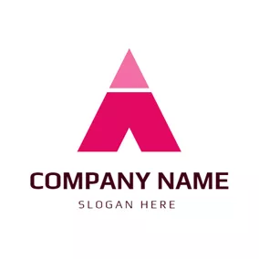 Pink Logo Red Triangle and Letter A logo design