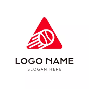 棒球Logo Red Triangle and Outlined Baseball logo design