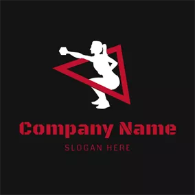 エクササイズのロゴ Red Triangle and White Sportsman logo design