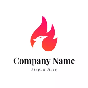 Beauty Logo Red Wing and White Phoenix Head logo design