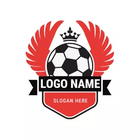 Fußballverein Logo Red Wings and Crowned Football Badge logo design