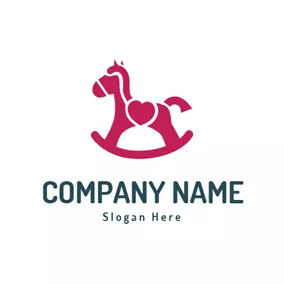 Adorable Logo Red Wooden Horse logo design