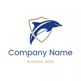 Frame Logo Retro Badge and Dolphin logo design