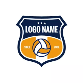 ポリゴンロゴ Retro Badge and Volleyball logo design