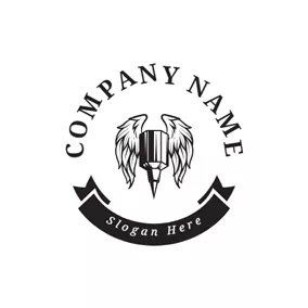Grunge Logo Retro Wing and Tattoo Needle logo design