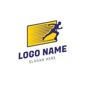 アクションロゴ Rhomboid and Parkour Sportsman logo design