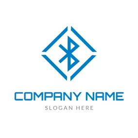 Communication Logo Rhombus and Simple Bluetooth logo design