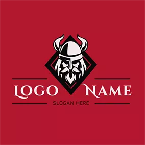 Red And Black Logo Rhombus Simple Viking Figure logo design
