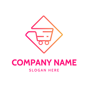 ショッピング　ロゴ Rhombus Trolley Online Shopping logo design