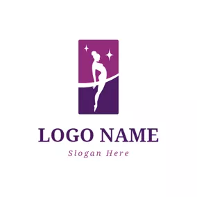 ダンサーのロゴ Ribbon and Gymnastics Athlete Icon logo design