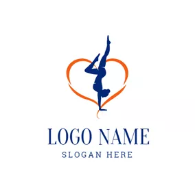 ジムのロゴ Ribbon and Gymnastics Athlete logo design