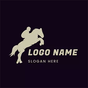马Logo Rider Horse Outline Jump Rodeo logo design