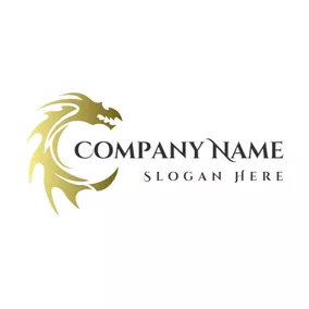 猛禽 Logo Roaring Golden Dragon logo design
