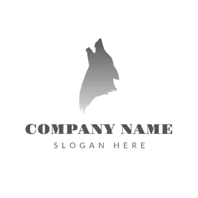 灰狼logo Roaring Gray Wolf logo design