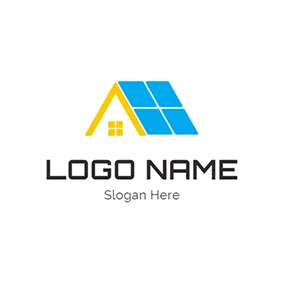 Logótipo De Telhado Roof Solar Panel Square logo design