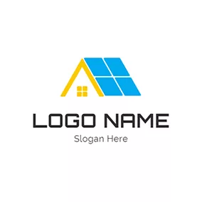 Building Logo Roof Solar Panel Square logo design