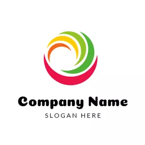 彩虹Logo Rotated Colorful Shape and Circle logo design