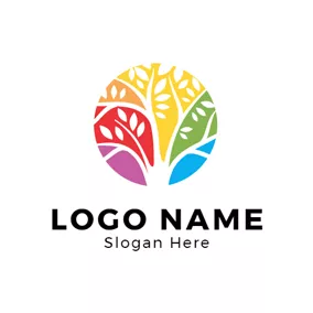 大学のロゴ Round Colorful Tree Combination logo design