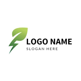 Light Logo Round Green Leaf and Lightning logo design