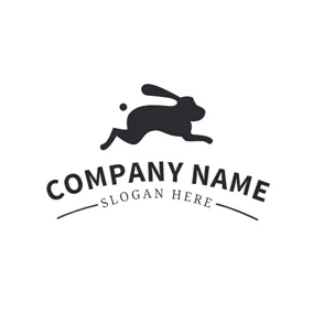 Hare Logo Running Black Rabbit and Outline logo design