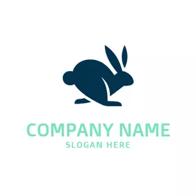 Logotipo De Conejo Running Blue Rabbit logo design