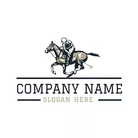 ランニングロゴ Running Horse and Polo Sportsman logo design