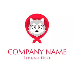 Cool Logo Scarf and Cute Wolf Head logo design