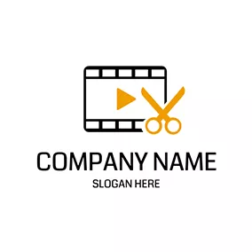 Rectangle Logo Scissor Film Cut Editing logo design