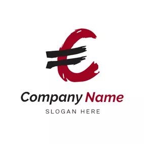 歐元 Logo Script Red and Black Euro Symbol logo design