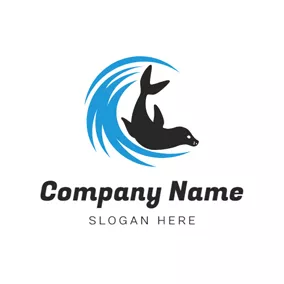 Swimming Logo Sea Water and Seal logo design