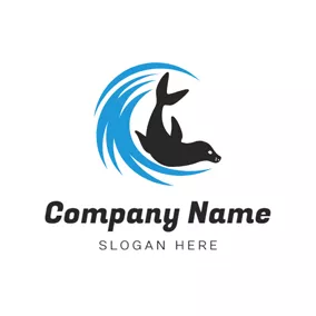 鳍logo Sea Water and Seal logo design