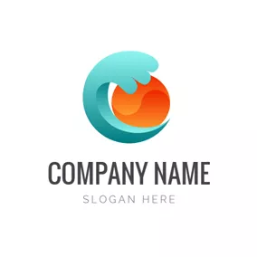 Drip Logo Sea Wave and Orange Sun logo design