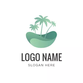 Nature Logo Sea Wave and Palm Tree logo design
