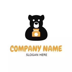 Honey Logo Seal Pot and Bear logo design