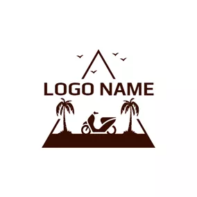 Frame Logo Seaside and Scooter Icon logo design