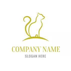 Animal Logo Seated Yellow Cat logo design