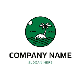 Island Logo Seawater and Palm Tree logo design