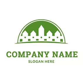 Green Logo Semicircle Lawn and Fence logo design