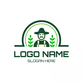 Design Logo Semicircle Plant Cartoon Farmer logo design
