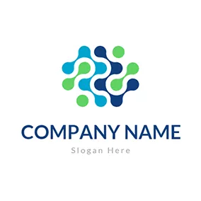 Dotted Logo Separated Blue and Green Dots logo design