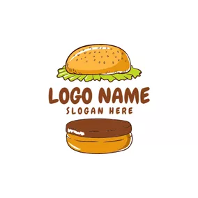 バーガーロゴ Separated Brown Burger logo design