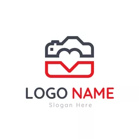 攝影Logo Separated Camera and Heart logo design